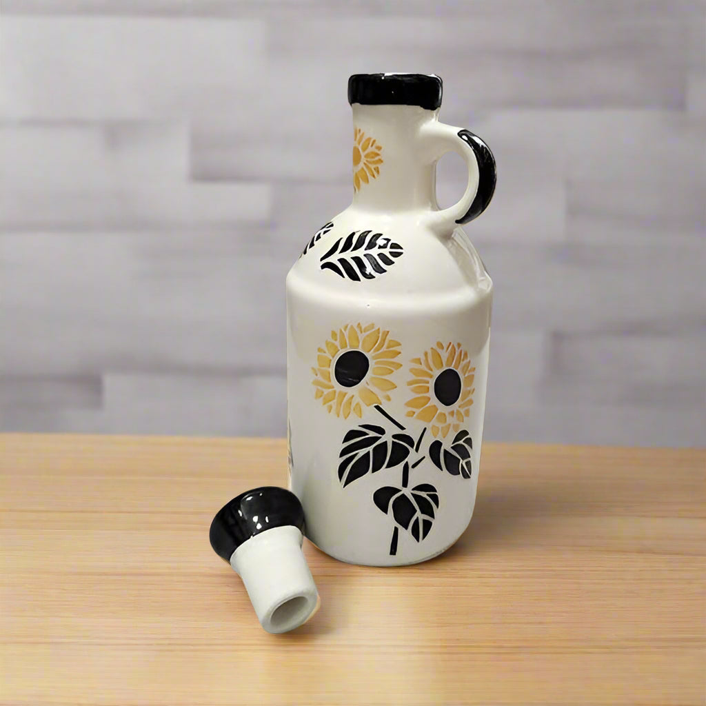 Floral Printed Ceramic Oil Bottle | 1000 ML | Ideal For Gifting