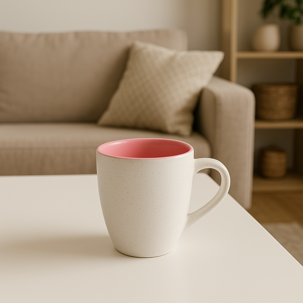 White Pink Ceramic Mug Set of 2 (250 ml) for Tea and Coffee ideal for gifting