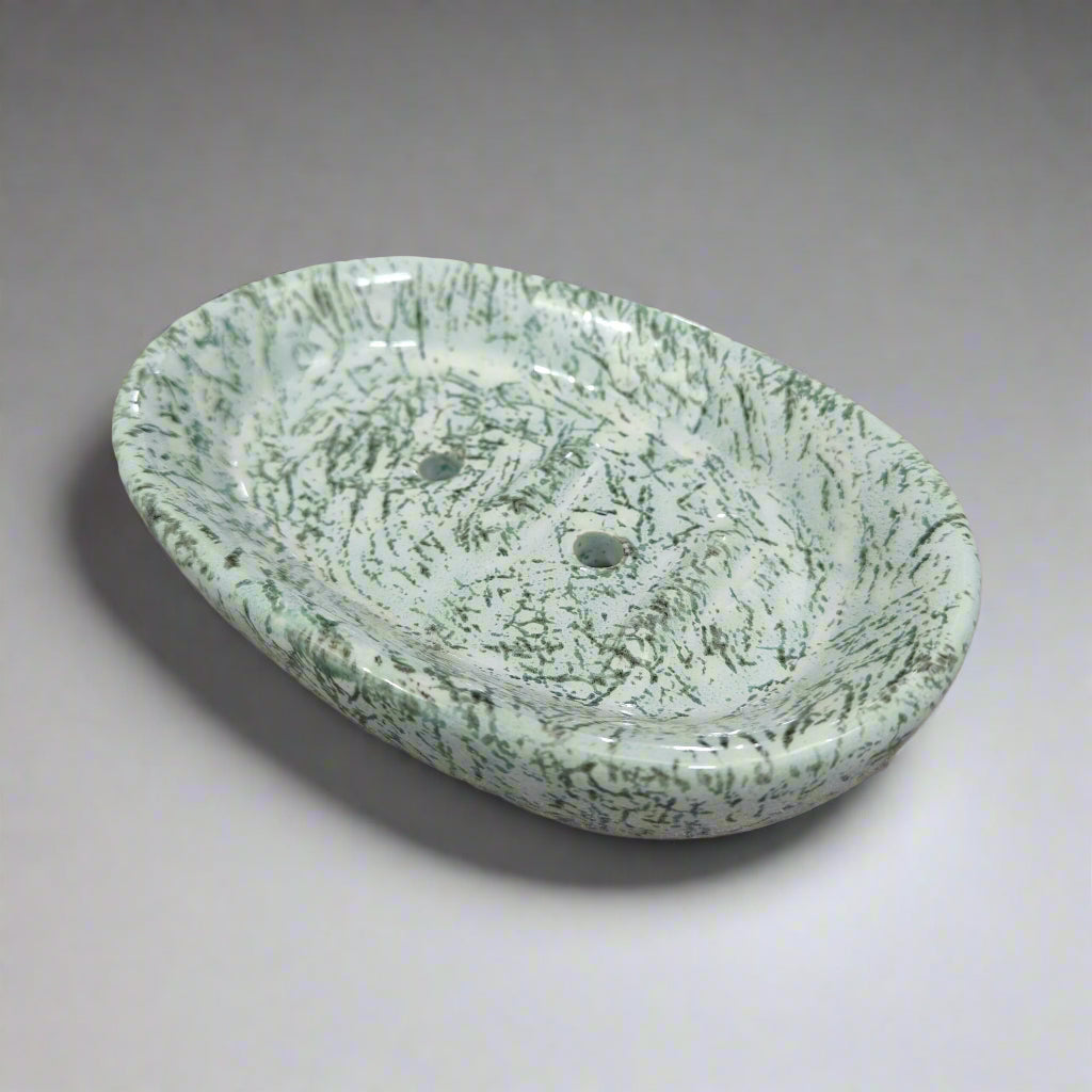 Soap Slab Ceramic Green White Black striped