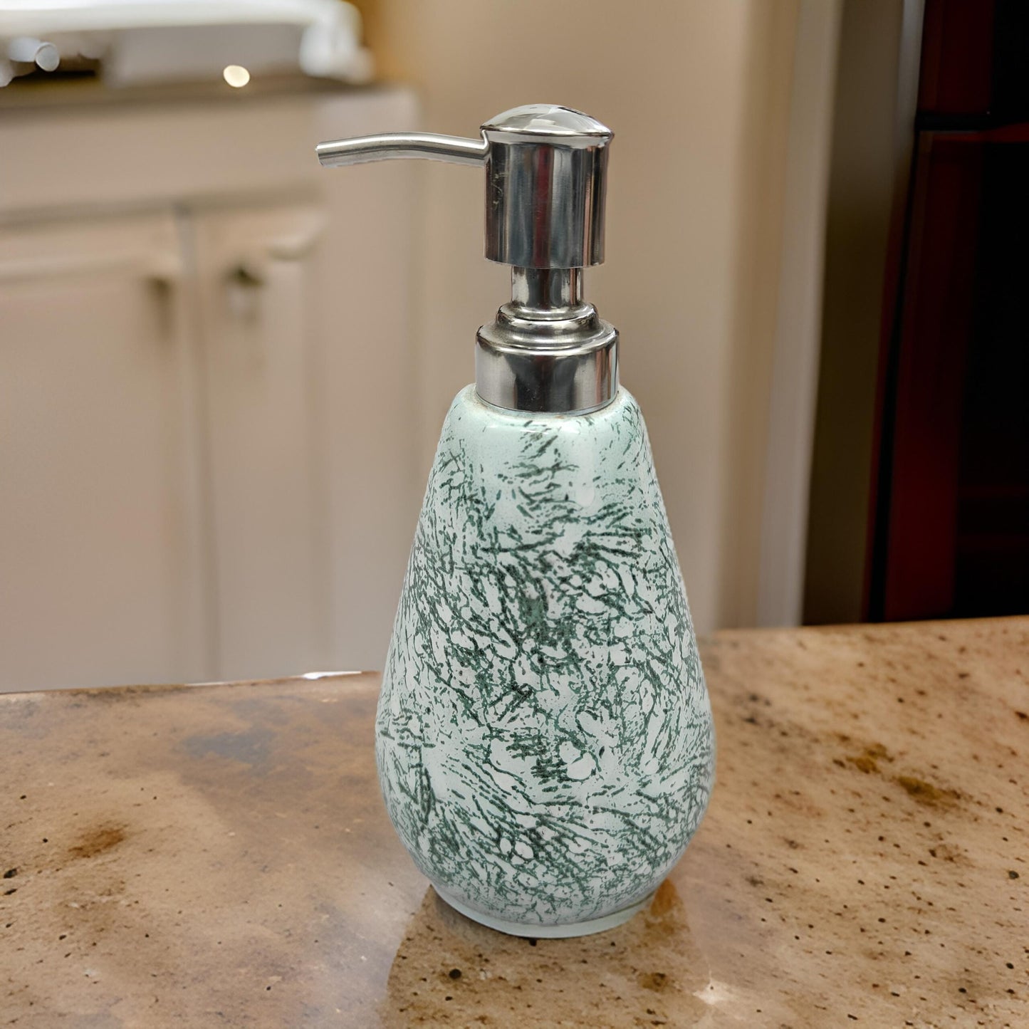 Ceramic Green white soap dispenser | Ideal for Gifting