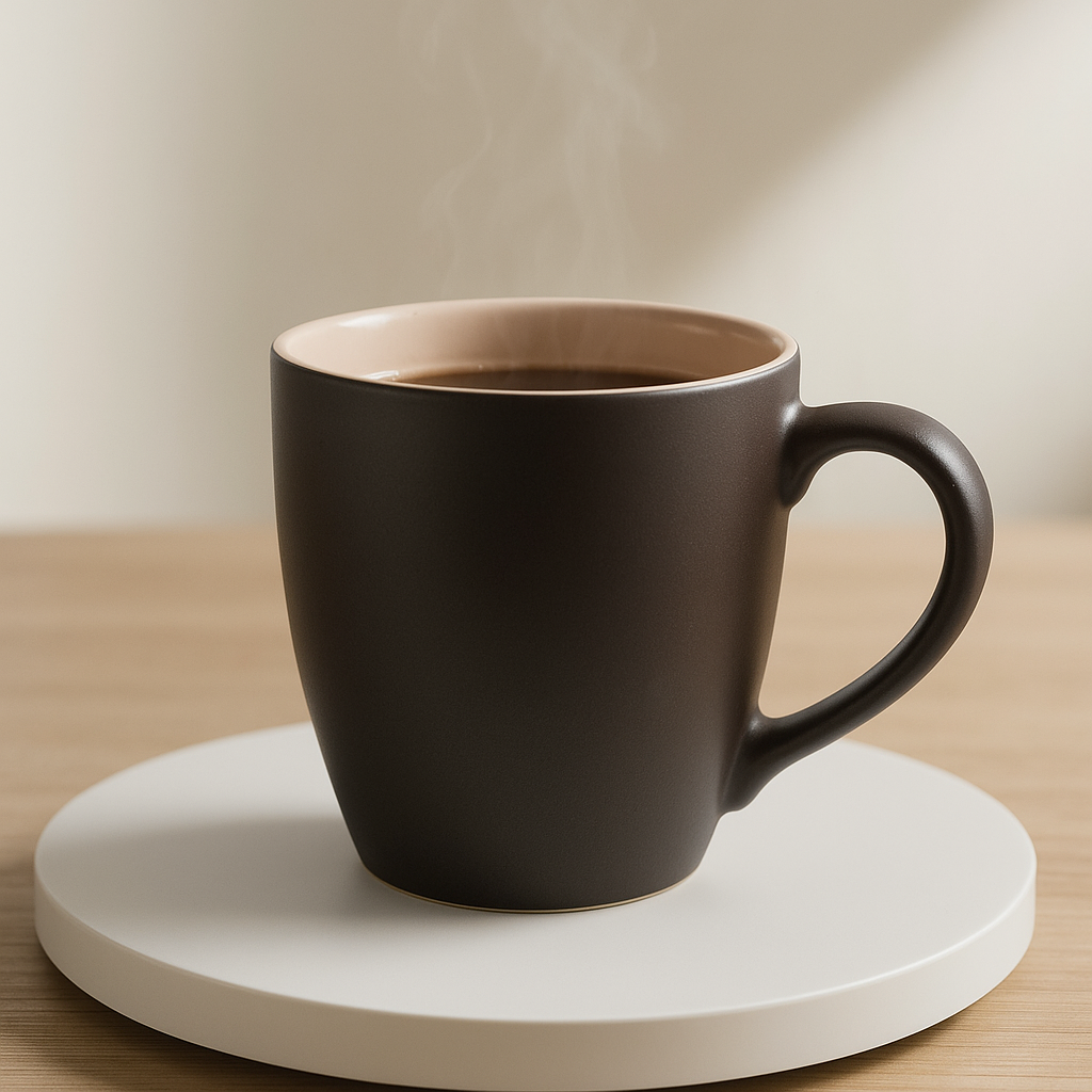 Black-pink matte ceramic milk and coffee mug set, 250ml each
