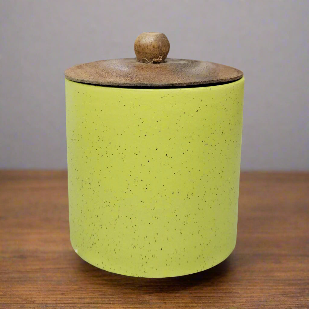 Ceramic light green jar with airtight wooden lid, 500ml, for storing tea, coffee, sugar, dry fruits and snacks in kitchen