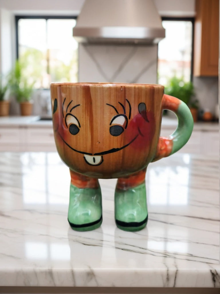 Kids Ceramic Mug with Legs – Available in Green, Beige & Yellowish Blue | 250ml
