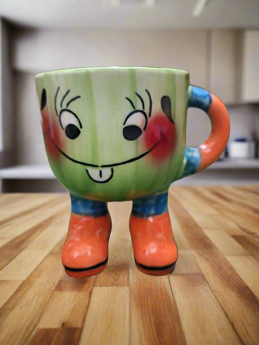 Kids Ceramic Mug with Legs – Available in Green, Beige & Yellowish Blue | 250ml