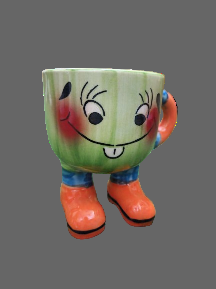 Kids Ceramic Mug with Legs – Available in Green, Beige & Yellowish Blue | 250ml