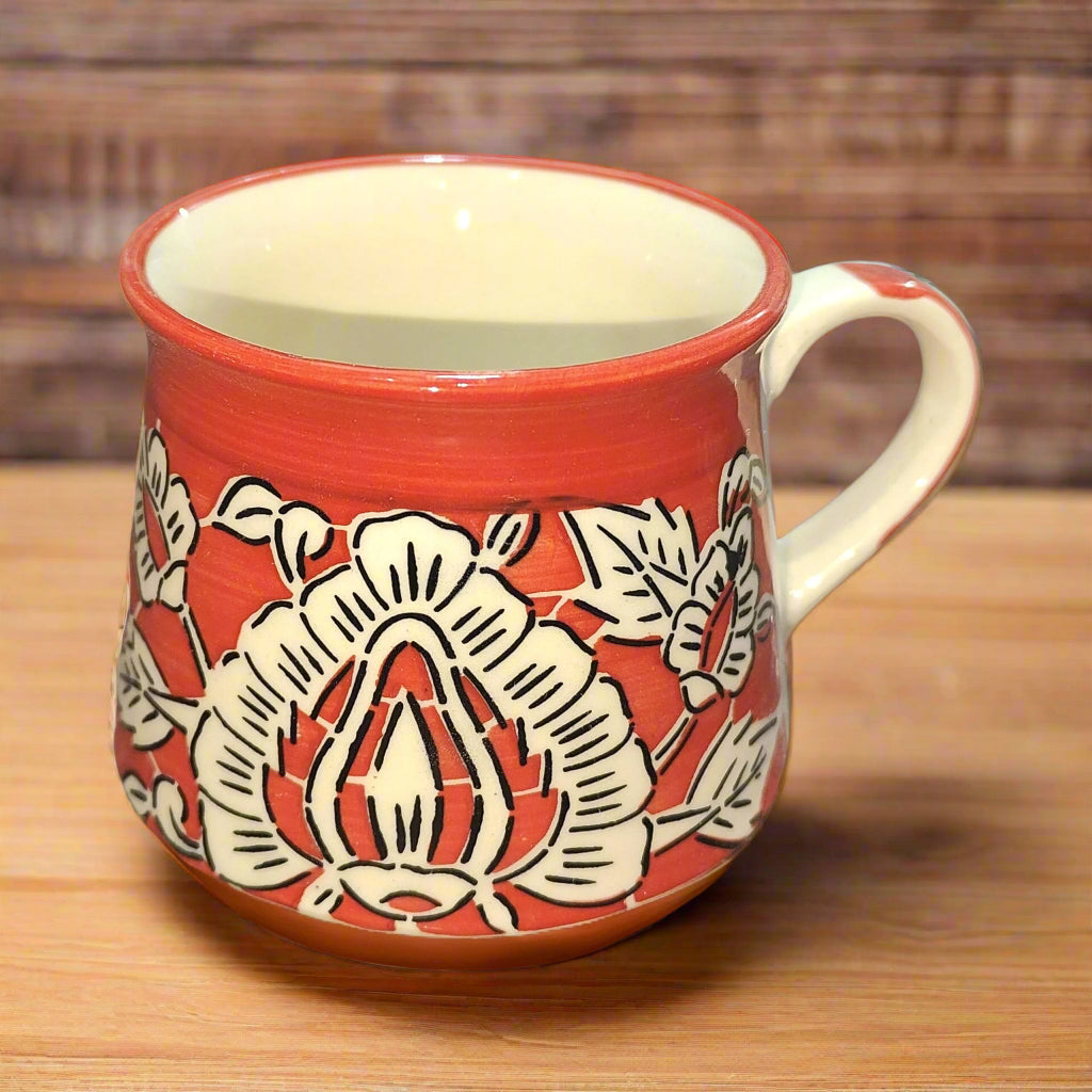 Ceramic Tea & Coffee Cup Set – 6-Piece | Red Mughal