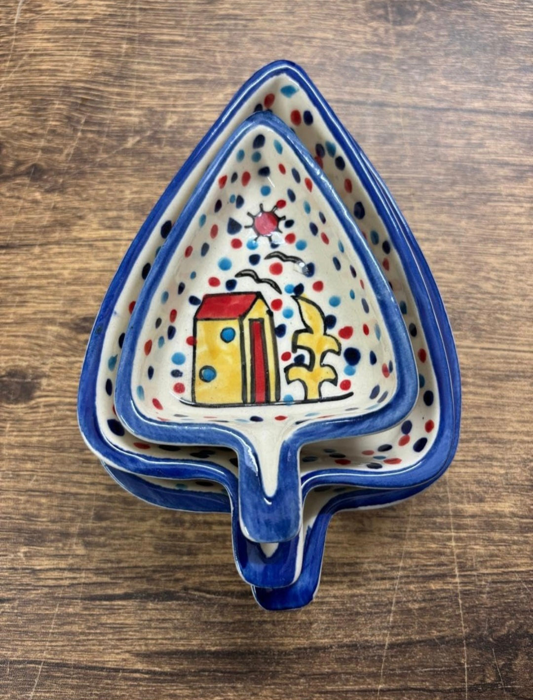 Handcrafted leaf shaped ceramic platter | Set of 3 | Serving Platter