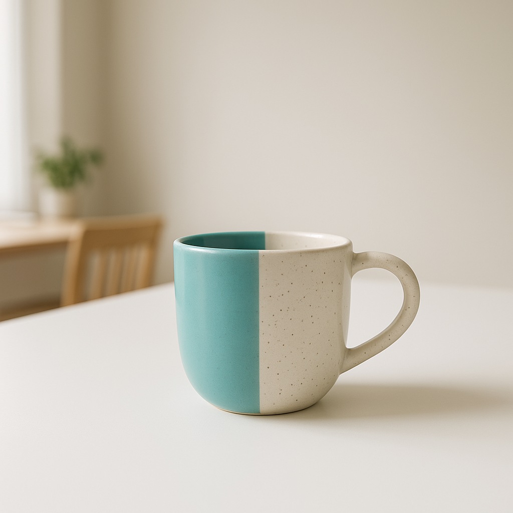 Dual tone white green ceramic cups |Ideal for gifting | Very beautiful |Set of 6