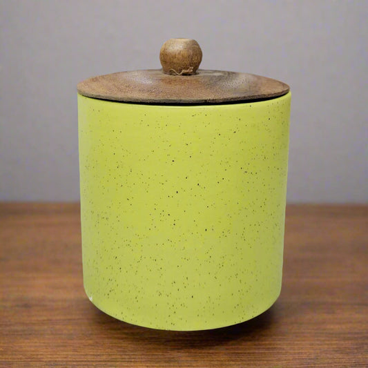 Ceramic light green jar with airtight wooden lid, 500ml, for storing tea, coffee, sugar, dry fruits and snacks in kitchen