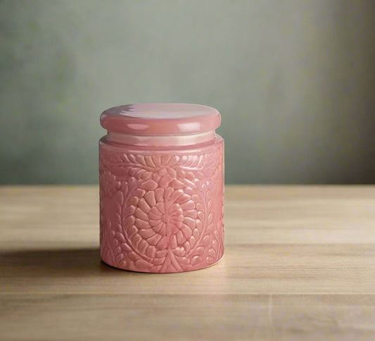 Pink pickle jar|Ideal for Gifting|Ceramic Jar | Ceramic Achar Jar