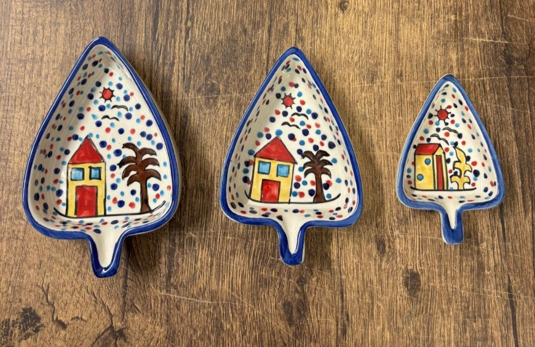 Handcrafted leaf shaped ceramic platter | Set of 3 | Serving Platter